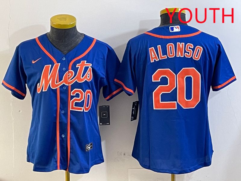 Youth New York Mets 20 Alonso Blue Game Nike 2025 MLB Jersey style 1